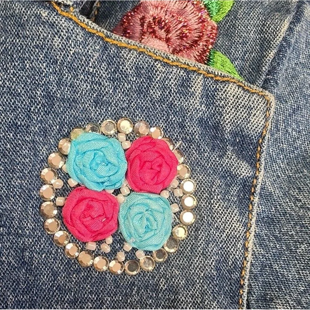 Lipstik Jeans & Denim Moto Jacket Set Size 5 Light Wash Floral Boutique Samples